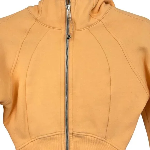 Lululemon Scuba Hoodie Womens 2 Summer Glow Cropped Full Zip Fleece Sweatshirt - Picture 2 of 8